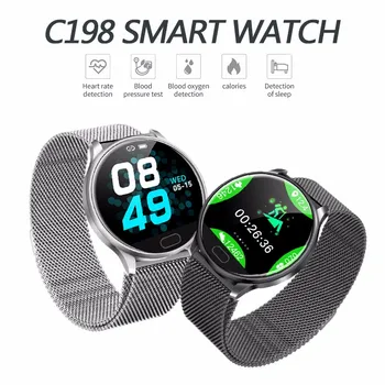 

C198 Smart-watch Waterproof Heart rate monitor Fitness tracker Clock with pressure measurement Bluetooth Smartwatch men woman