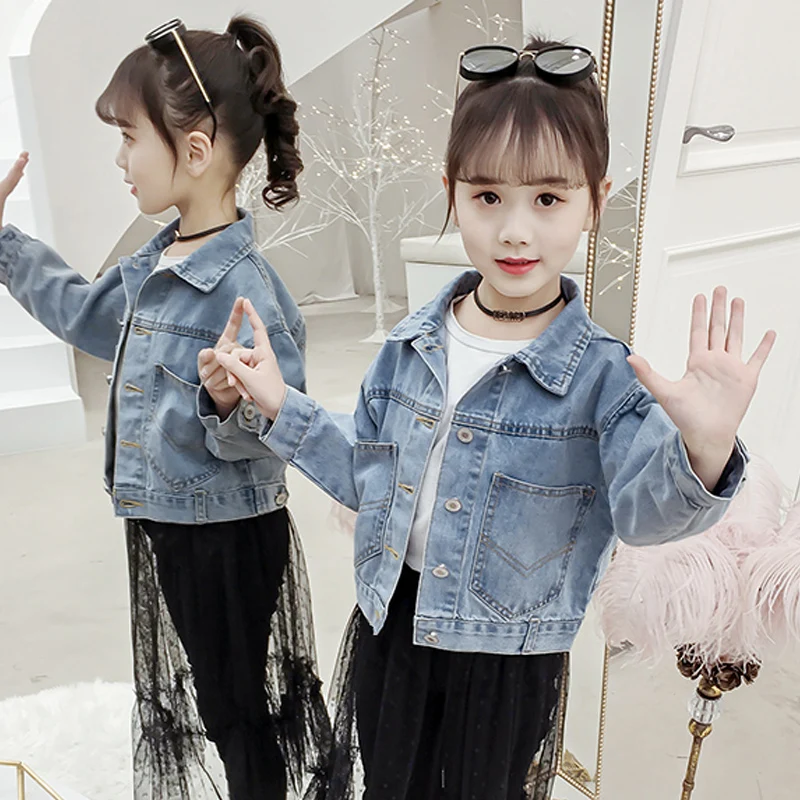 

Fashion Spring Autumn Baby Girl Jackets Long Sleeve Solid Denim Outerwear Kids Casual Korean Style Coats Toddler Trendy Tops