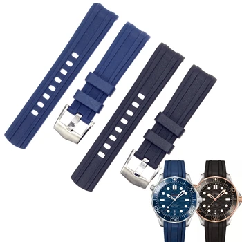 

20mm Men's Black Rubber Silicone Strap for Omega Seamaster New 300m Diving SEAMASTER Watch Replacement Accessories watchband