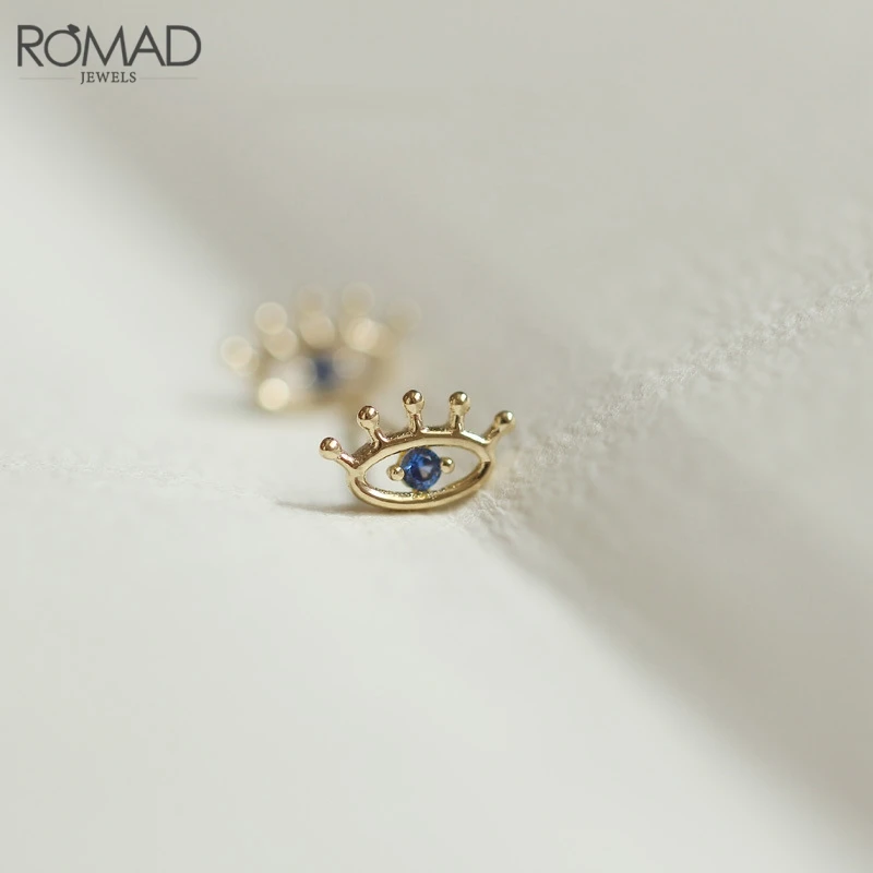 

ROMAD Gold Color Evil Eye Earrings 2019 Delicate Flower Star Stud Earrings for Women Girls Cute Panda Animal Earring Jewelry R50