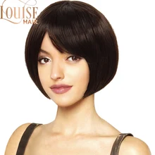 Луиза парик короткий прямой черный парик с челкой для женщин короткие волосы боб парик термостойкий Боб Косплей парики средний размер