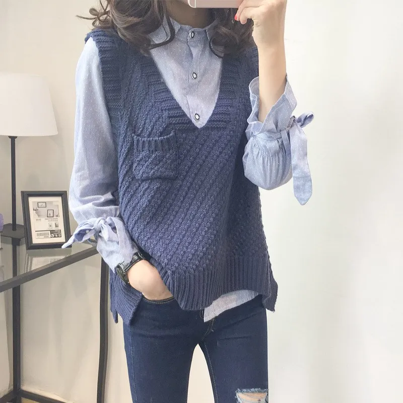 

2019 Autumn Women Wool Sweater Vest Sleeveless O-Neck Knitted Vest Female Casual Tank Tops