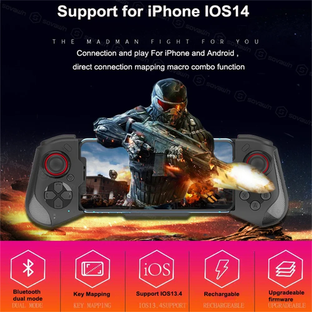 Wireless Gamepad For Pubg Genshin Impact Bluetooth Dual Mode Gaming Controller Joystick For IOS / ANDROID / WINDOWS Accessories