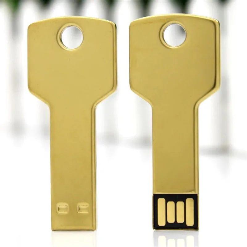 USB флеш-накопитель 32 ГБ в форме ключа, usb накопитель 2,0 128 Гб 64 ГБ, металлический золотой флеш-накопитель 16 ГБ, карта памяти 8 ГБ 4 ГБ, бесплатный логотип на заказ
