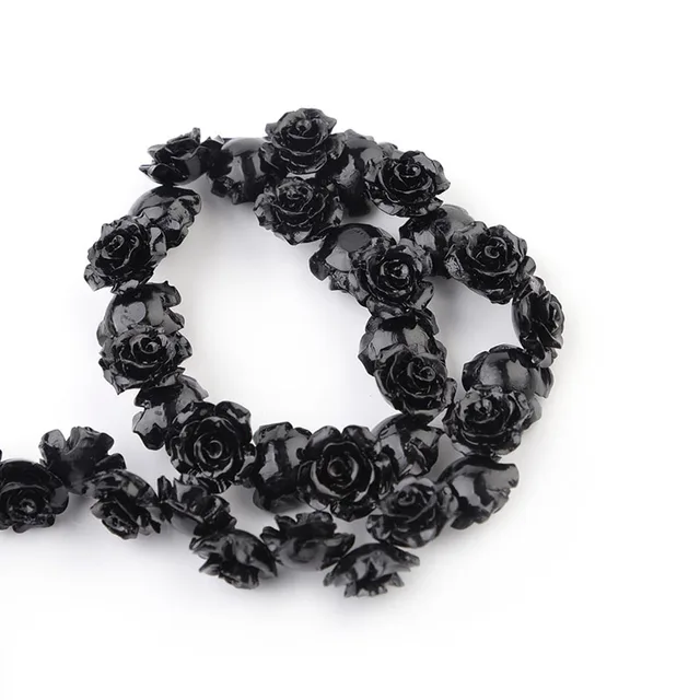 1 Strand 6 8 10 12 15mm Camelia Flower Beads Artificial Coral Beads For Jewelry Making DIY Bracelet Neckalce Accessoires black