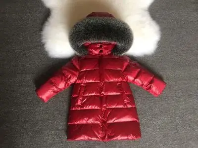 Kids Winter Duck Down Coats With Fur Collar Boys Girls Long Ski Jacket Children Snow Wear Parka Teeanagers Outerwear Thick Coats - Цвет: M
