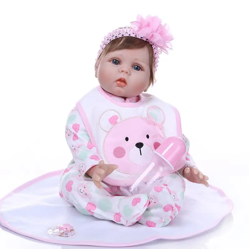 22in Reborn Baby Doll Мягкие силиконовые малыша соска для младенца Одеяло похожая на настоящую ручной работы R7RB