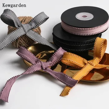 

Kewgarden Handmade Tape DIY Hairband Accessories Flower Packing Webbing 15mm 5/8" Dotted Line Ruffle Grosgrain Ribbon 10 Yard