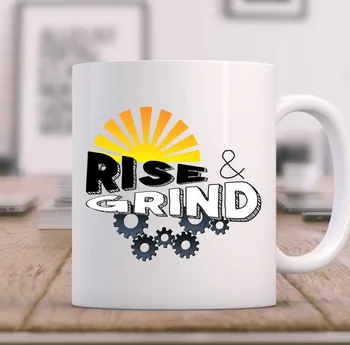 

Rise and Grind Mugs Beer Travel Milk Porcelain Coffee Tea Cups Home Decor Novelty Friend Gift Birthday Gifts