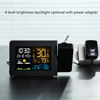

Home Humidity Monitor Weather Station Alarm Clock Digital Date Snooze Function Backlight Projector Desk Table Led Clock