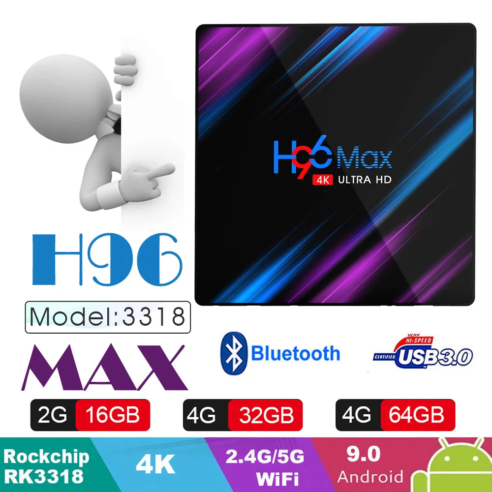 

H96 Max Rk3318 Chip 9.0 4K Dual Wifi 5G Tv Box Top-Box Google-Player Tanix-Set Wifi Youtube Quad-Core Set-Top-Boxs Wifi Android