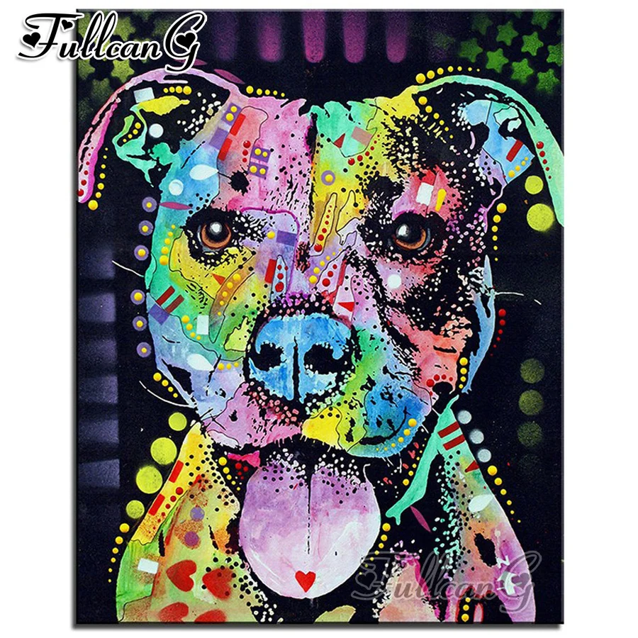 FULLCANG 5d Алмазная мозаика cherish the pitbull алмазная живопись полная квадратная/круглая