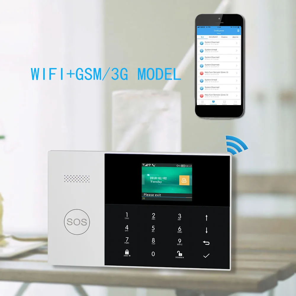 wifi 3g беспроводная домашняя Интеллектуальная охранная противопожарная Охранная Сигнализация приложение дистанционное управление для iOS и Android