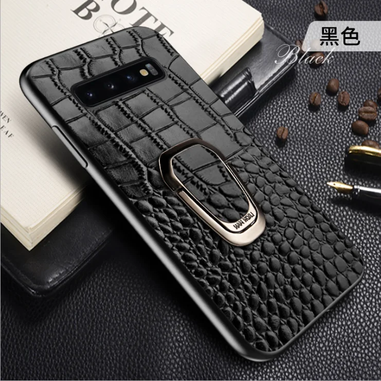 Black Роскошный чехол из натуральной кожи Crocodilo Telefone movel для samsung galaxy A50 A70 A40 A20 Note 8 9 10 S8 S9 S10 plus чехол для телефона - Color: Black