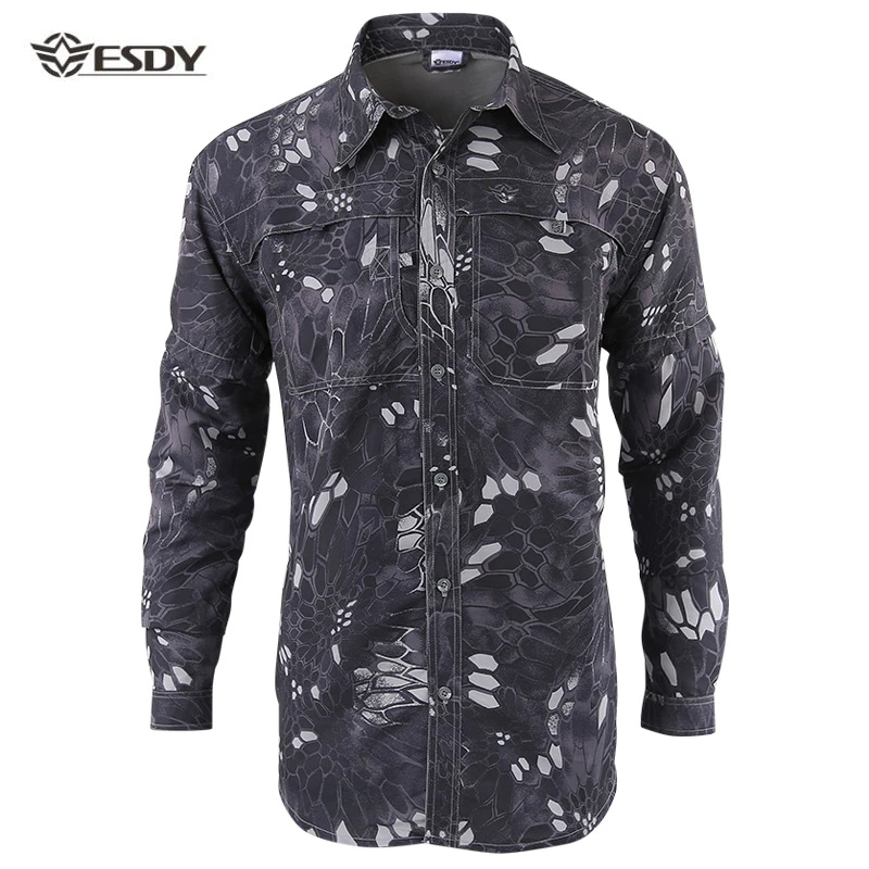 

Autumn Outdoor Men Tactical Hiking T-Shirts Military Combat Camouflage Tees Hunting Camping Hiking Quick Dry Breathable T-Shirts
