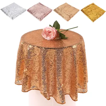 

80cm Sequin Tablecloth Round Designed Party Festival Gold Silver Decoration N