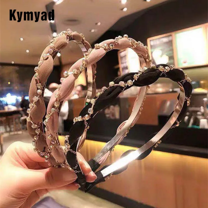 Kymyad тренд Мода Кристалл волна повязка для женщин Красочные Волосы ободки девочек