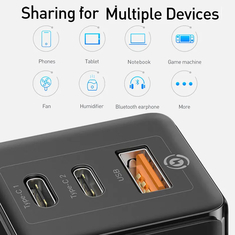 Быстрое зарядное устройство Baseus 65 Вт GaN с быстрой зарядкой 4,0 3,0 AFC SCP USB PD зарядное устройство для iPhone 11 Pro Macbook Pro Xiaomi samsung huawei