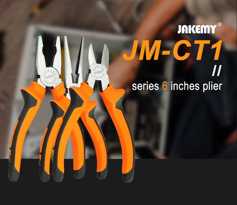 JAKEMY Precision Safe Pliers DIY Repair Hand Tool with Comfortable Handle for Wire Gadgets Component Cutting Stripping