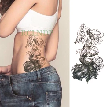 

Waterproof Temporary Tattoo Stickers Mermaid Princess Fake Tatto Flash Tatoo Back Leg Arm belly big size for Women girl Men