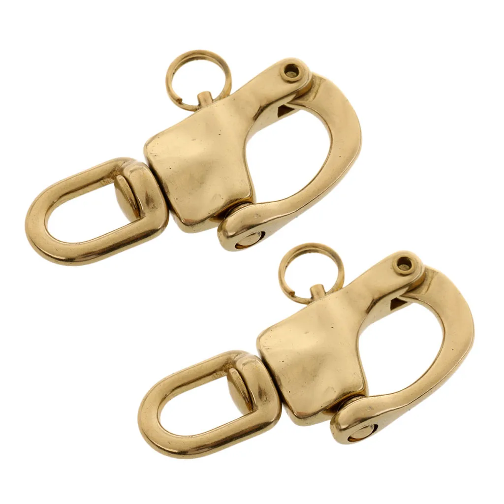 2 Pieces 72mm Swivel Eye Snap Shackle Quick Release Bail Rigging Sailing Boat Marine Brass Clip