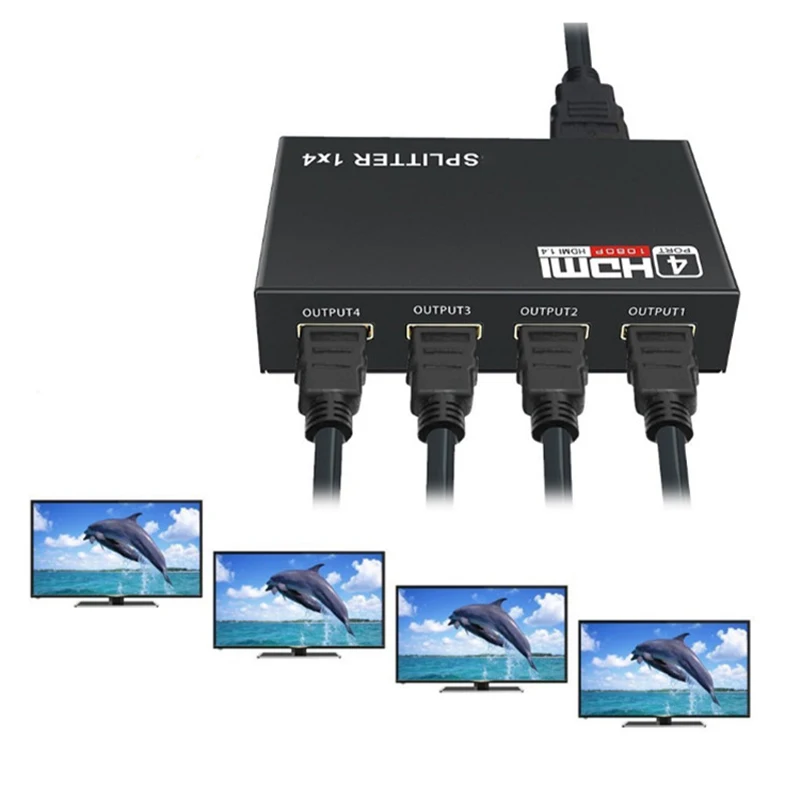 1x4 HDMI сплиттер конвертер 1 в 4 Выход HDMI 1,4 сплиттер усилитель HDCP 1080P двойной дисплей для HDTV DVD PS3 Xbox