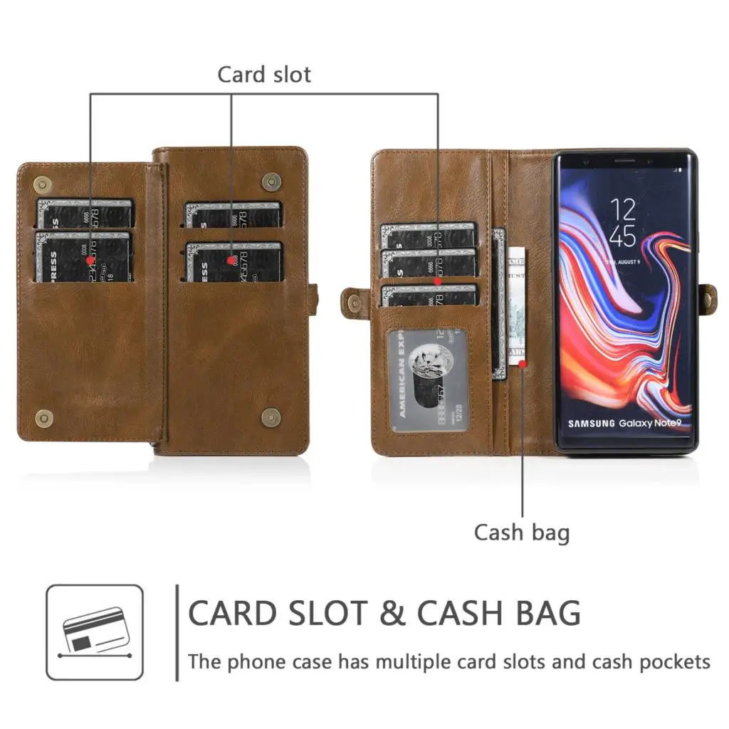 9 держатель для карт бумажник чехол для samsung Galaxy S10 плюс S9 S8 S10e Note 8, 9, 10, плюс A40 A50 A70 кожаный чехол для телефона на магните