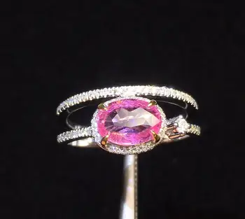 

P603 Sapphire Ring 1.06ct Real Pure 18 K Natural Pink Sapphire Padparadscha Gemstones 18 k Gold Diamonds Stone Female Ring