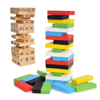

Creative Mini Novel Wooden Rainbow Digital Jenga Building Block Brain Game Toy Kids Entertainment Intelligence Interaction Toys