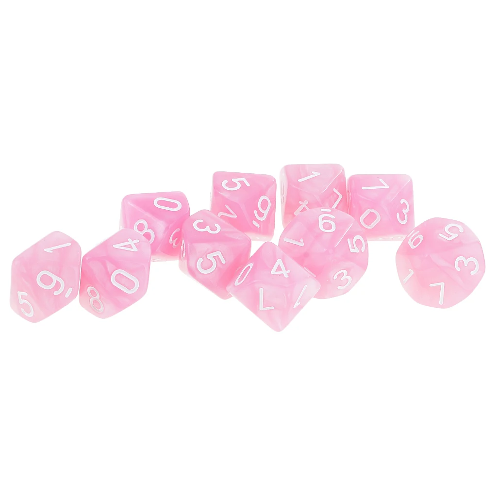 10PCS D10 Polyhedral Dice 10 Sided Dice for Dungeons and Dragons Table Game Board Game Dice Party Gambling Dices 