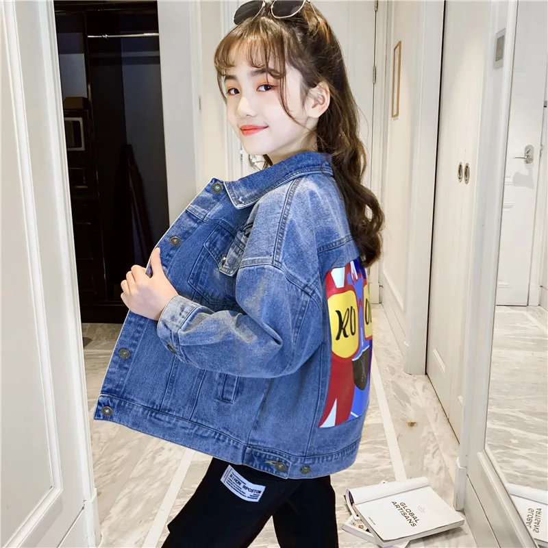 

Girls' Jean Jacket Spring And Autumn 2020 New Style Children Spring Clothing Loose-Fit Jacket GIRL'S Western Style Casual Tops