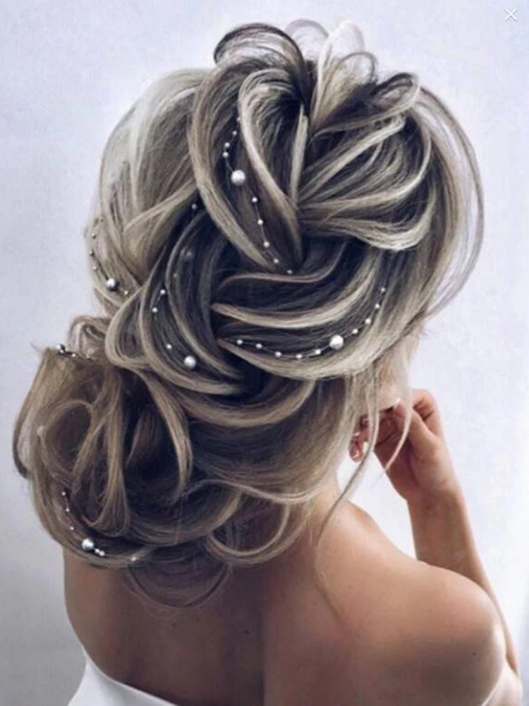 Silver Bridal Hair Vine Beads Handmade Women Headband for Banquet Party Hair Ornaments Wedding Accessories Jewelry