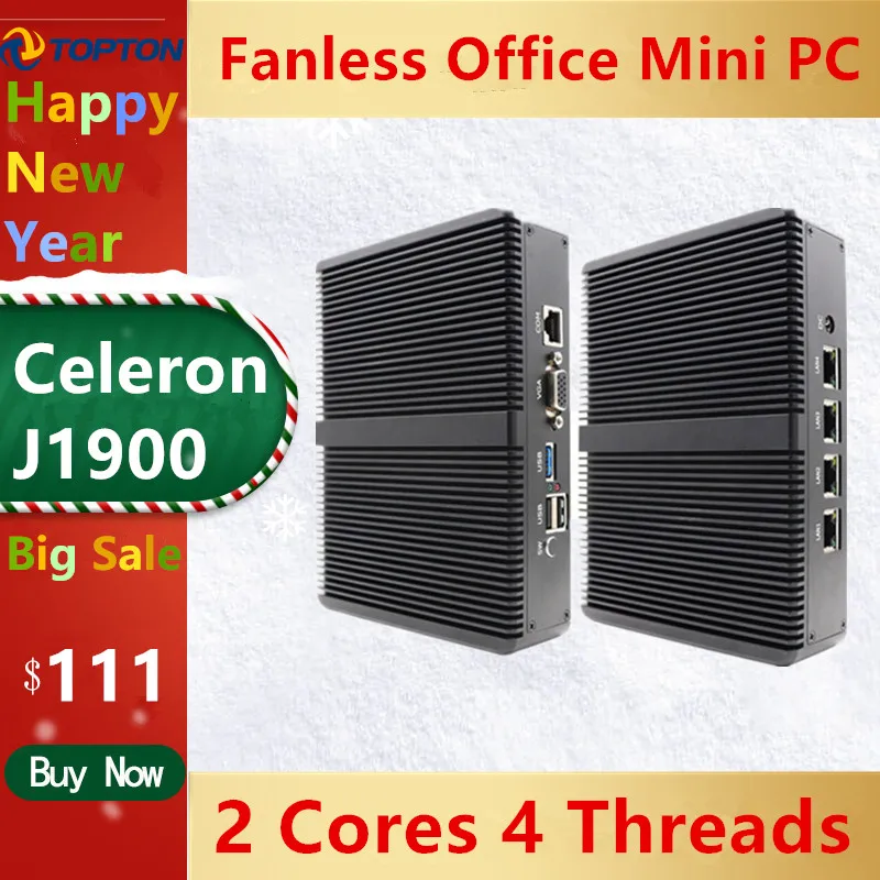 Topton безвентиляторный Pfsense Mini PC Linux J1900 четырехъядерный Nano Itx 4 * Intel WGI211AT гигабитный