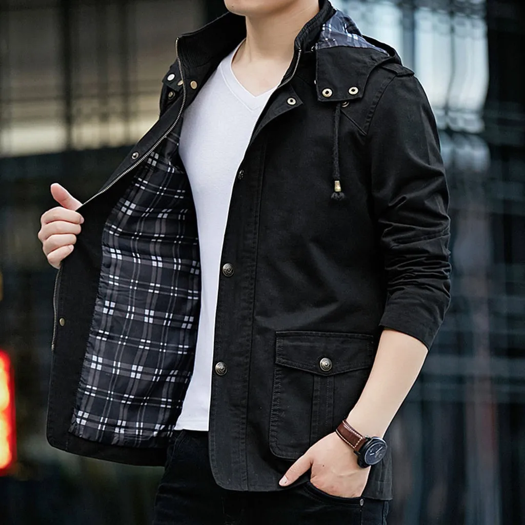 JAYCOSIN, мужская куртка, Chaqueta Hombre, с длинным рукавом, на молнии, с капюшоном, верхняя одежда, осенняя ветровка, мужская куртка, Jaqueta 19AUG7