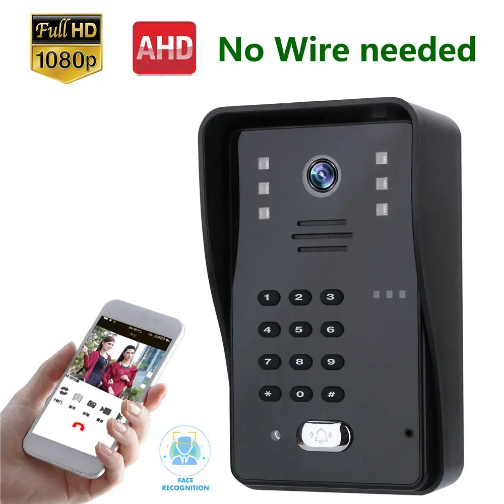 Mountainone Wireless WIFI Video Door Phone Doorbell IP Video Intercom System with 1080P Waterproof IR AHD Camera Support Unlock