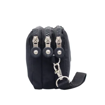 

small cloth bag wholesale Washed nylon three-layer zipper cosmetic bag lykj-yx