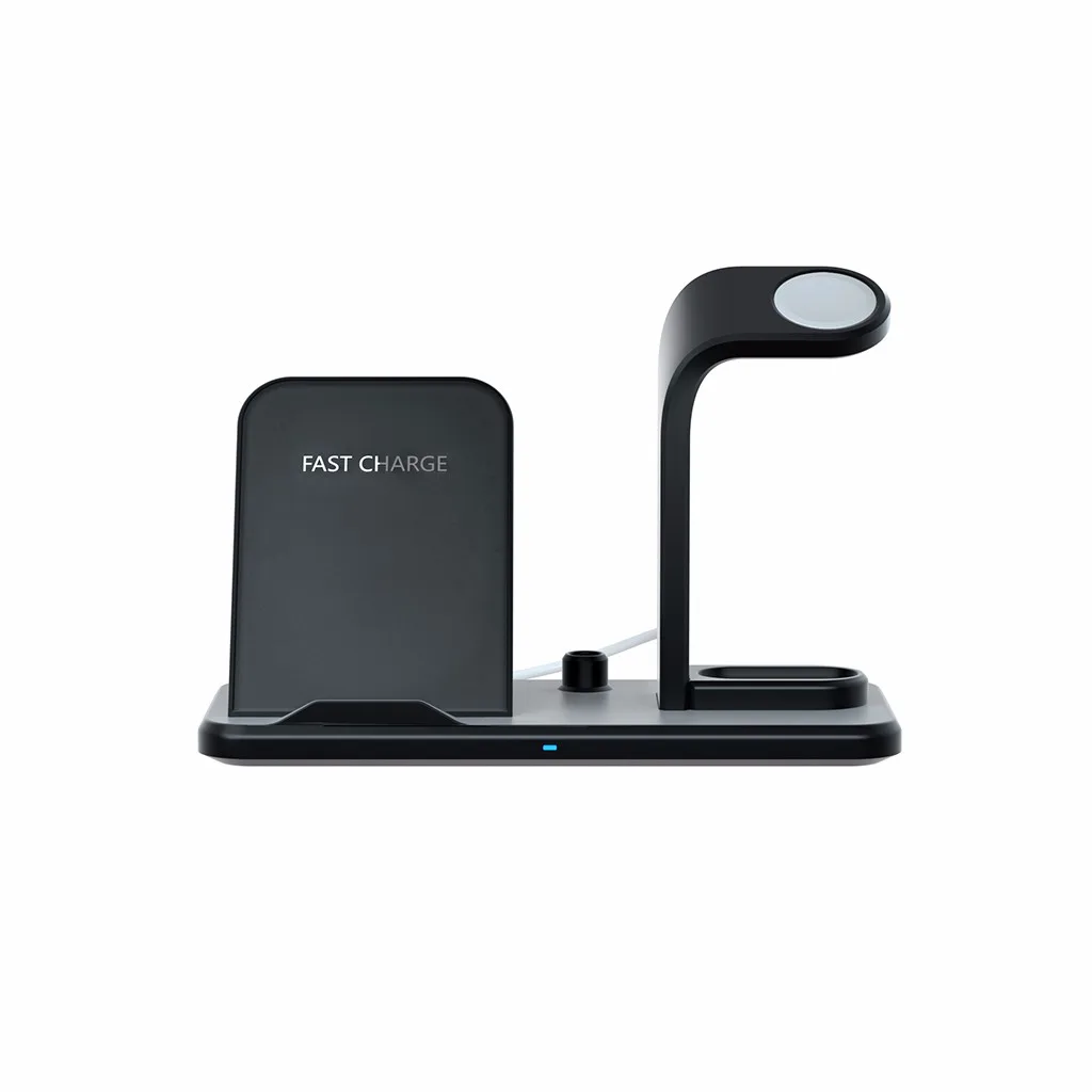 BK USB быстрое зарядное устройство Qi Беспроводная зарядка AirPower для iPhone для Airpods 4 в 1 беспроводная зарядная подставка Dock-L1017 - Цвет: BK