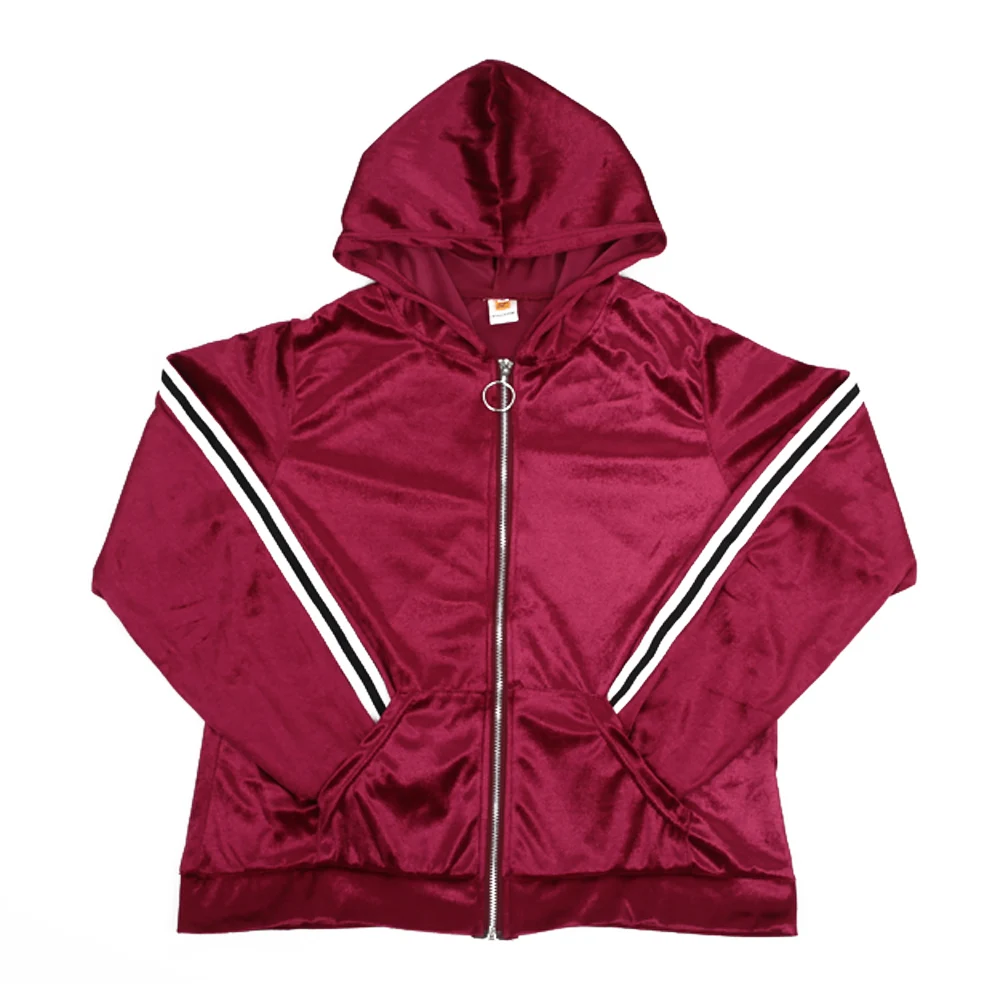 Red Strong Pullover Hoodie Women Velvet Tracksuit Polyester Fiber Outdoor Women'S Hooded Sportswear Sportswear Women Suit Cardigan - Color: Red