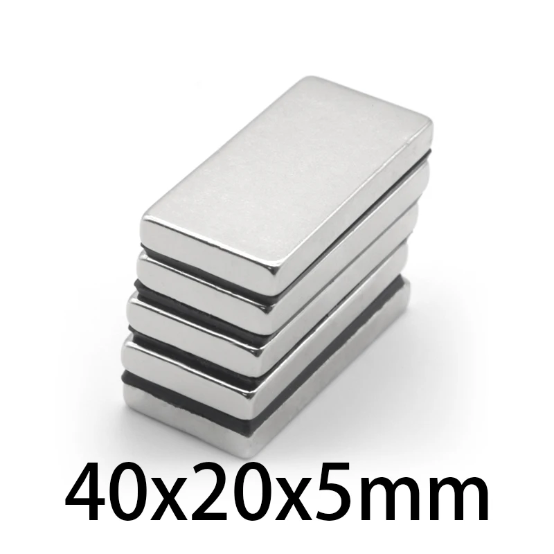 3-50 Pz 40*20*5Mm Neodimio 40X20X5Mm Super Potente Forte Blocco Di Terre Rare Magnete Al Neodimio Ndfeb Magneti N35