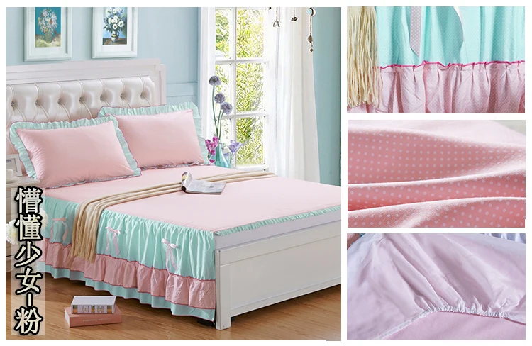 Summer Cotton Home Printed Bed Skirt Bow Decor All Size Bed Sheet Set Iron Frame Bed European Bed Special Bed Skirt