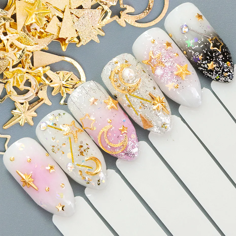1 Wheel Gold Silver Hollow Nail Decorations Jewelry Mixed Design Metal Rivets Irregular Studs Strass Manicure Accessories 2