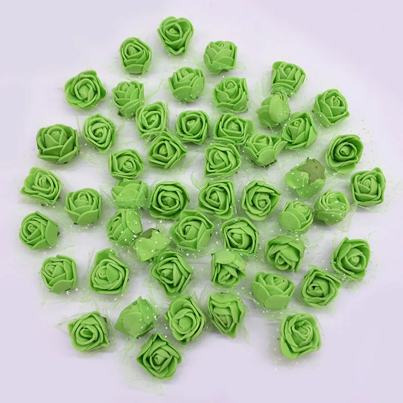 50/100/200Pcs Мини-пена кружева Искусственный цветок розы головы Свадьба День святого Валентина декор поделки ручной работы венок из цветов