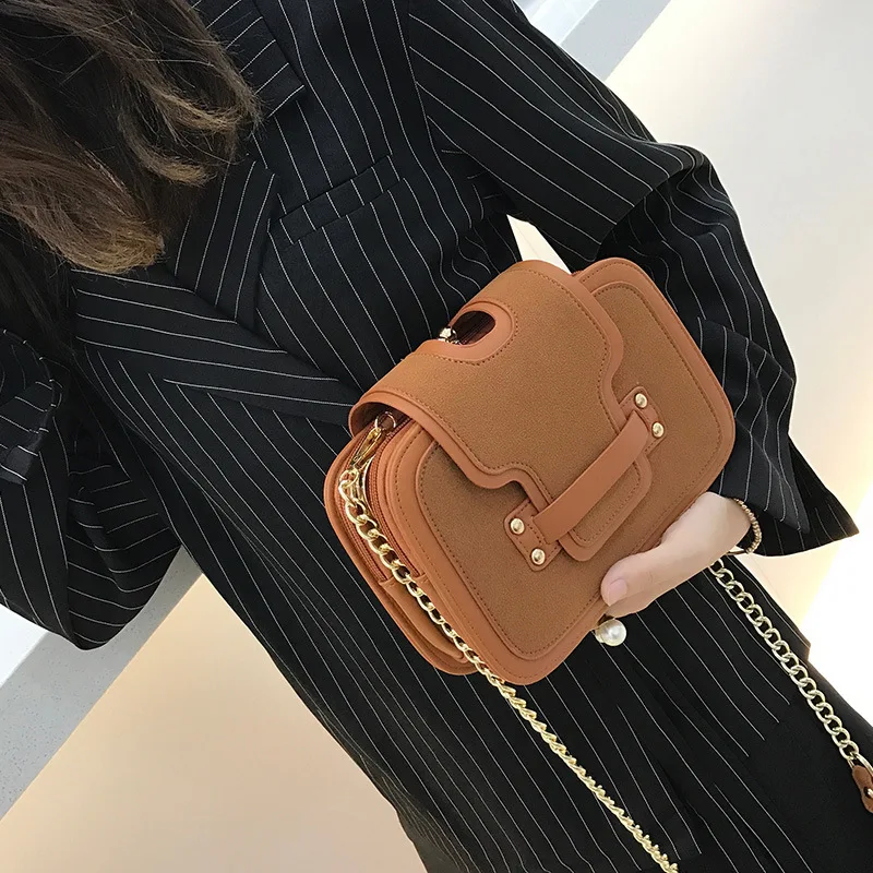 

Women Bag 2020Contrast Color Matte Small Square Bag Three-layer Clip Pocket Fashion Wild Chain Single Shoulder Oblique Women Bag