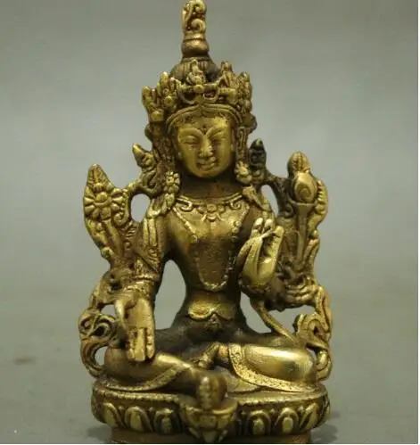 YM 304 народный Тибет медная буддистская Lotus Green Tara Bodhisattva Kwan-Yin статуя Будды | Дом и