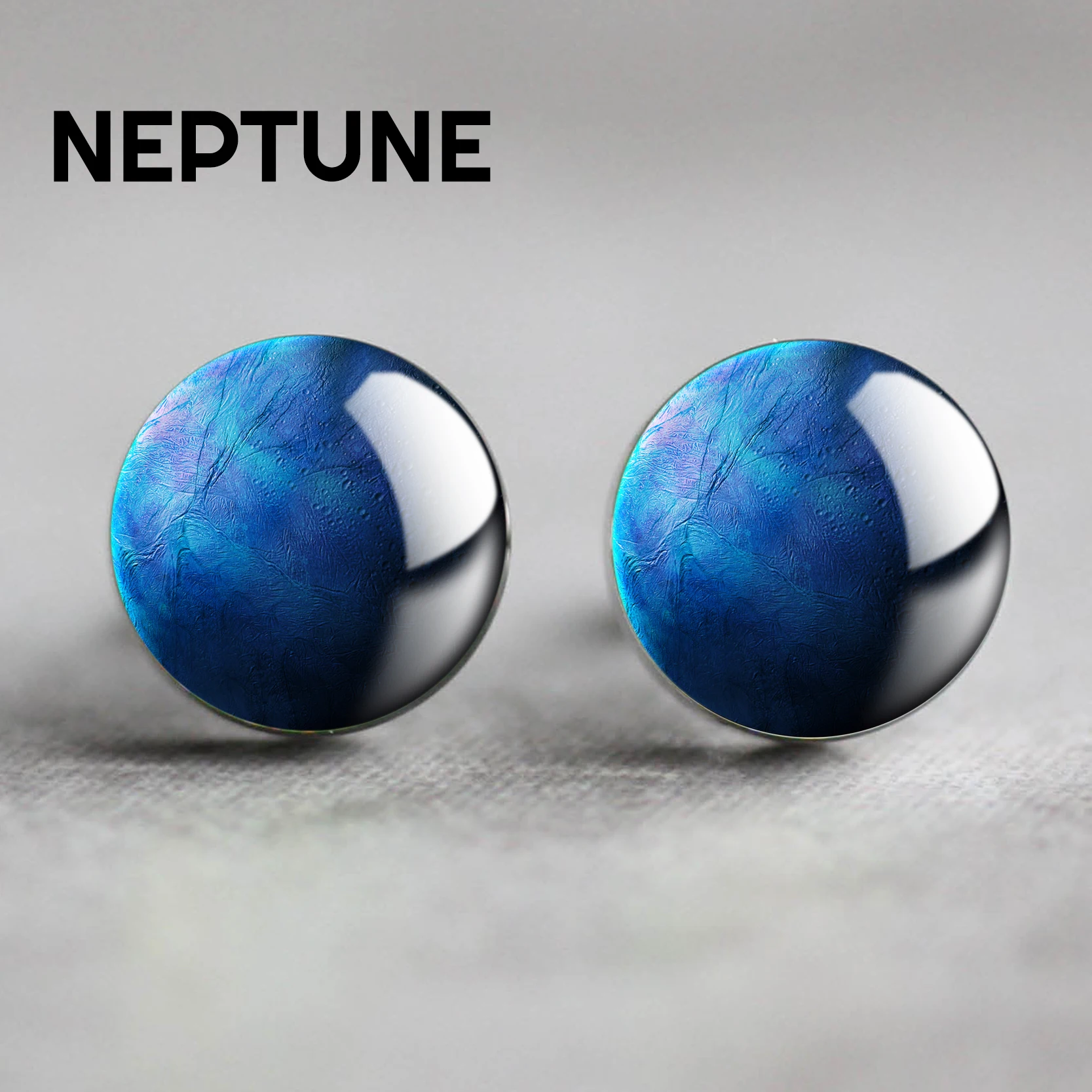 NEPTUNE Moon Солнечный Системы Запонки-планеты, друга жениха Мужские свадебные запонки, запонки Вселенной Galaxy Туманность Забавный костюм, состоящий из футболки серебряные запонки - Окраска металла: NEPTUNE