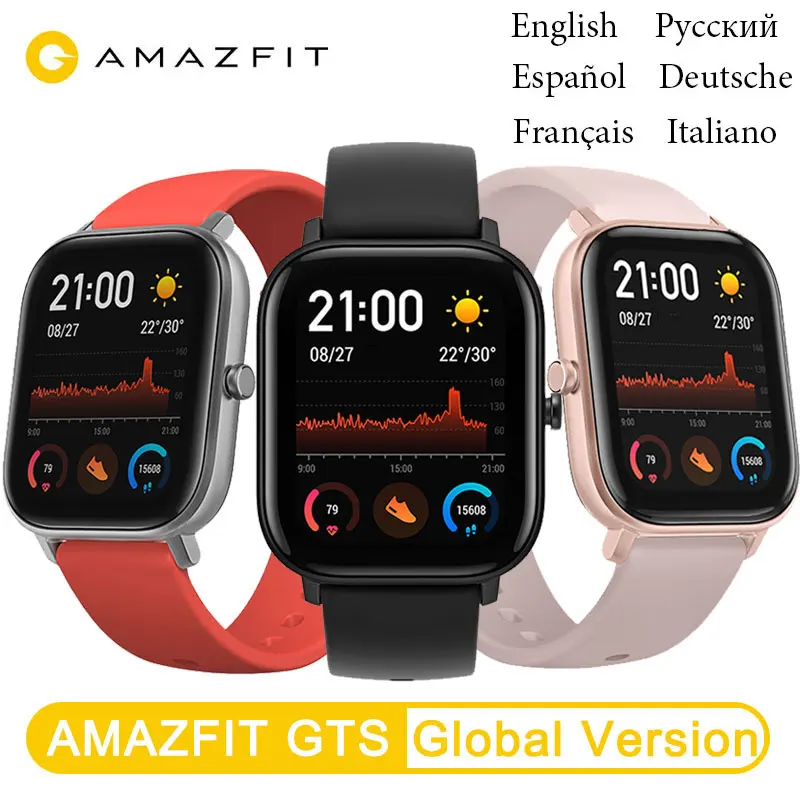 Оригинальная глобальная версия Amazfit GTS Xiaomi Huami Smartwatch gps профессиональный