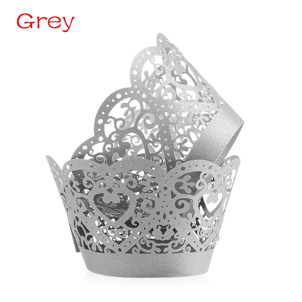 grey 12 шт. маленькая лоза кружевная бумага для выпечки чашки обертки для кексов формы для маффинов форма для выпечки вкладыши Кондитерские инструменты Свадебные кухонные принадлежности - Цвет: grey