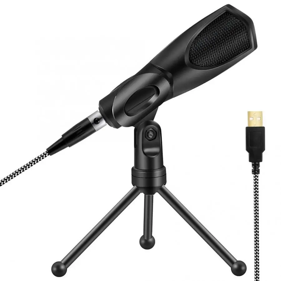 USB высокочувствительный микрофон конденсаторный микрофон Plug-and-Play с подставкой для штатива для настольного ноутбука