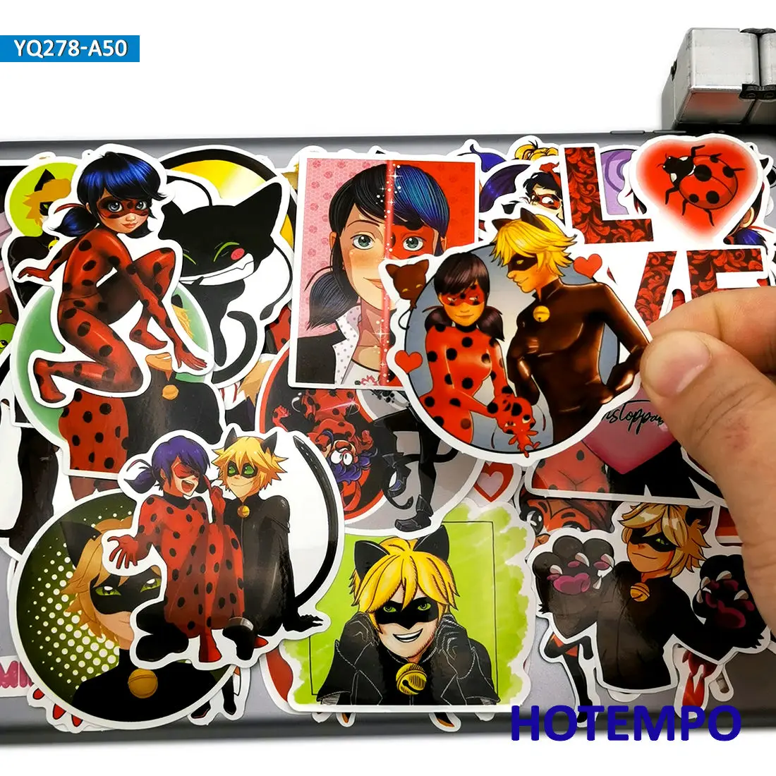 50 個かわいいアニメてんとう虫女の子猫ノワールステッカーおもちゃ