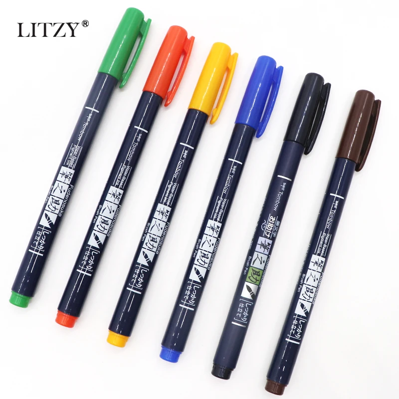 Японские ручки Tombow Fudenosuke ручка для письма каллиграфии рисования маркеры работы с